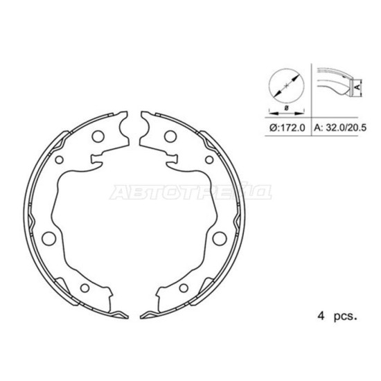 Колодки стояночного тормоза NISSAN QASHQAI 07-/X-TRAIL 07-14/CUBE 08-/TOYOTA RAV4 05-19 SAT