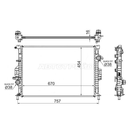 Радиатор FORD C-MAX  10-/FORD FOCUS III  1,6T/FORD GALAXY  06-/FORD KUGA 08-/FORD MONDEO IV 07- SAT