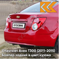 Бампер задний в цвет кузова Chevrolet Aveo T300 (2011-2015) седан GQV - Flame Red - Красный