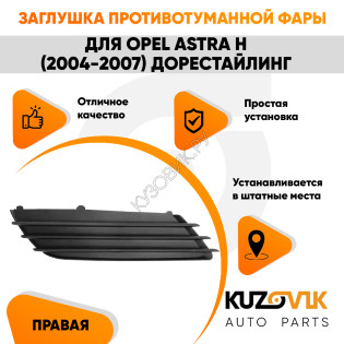 Заглушка противотуманной фары правая Opel Astra H (2004-2007) дорестайлинг UZOVIK