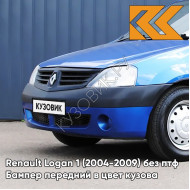 Бампер передний в цвет кузова Renault Logan 1 (2004-2009) без птф 61G - ALBASTRU EGEE - Синий